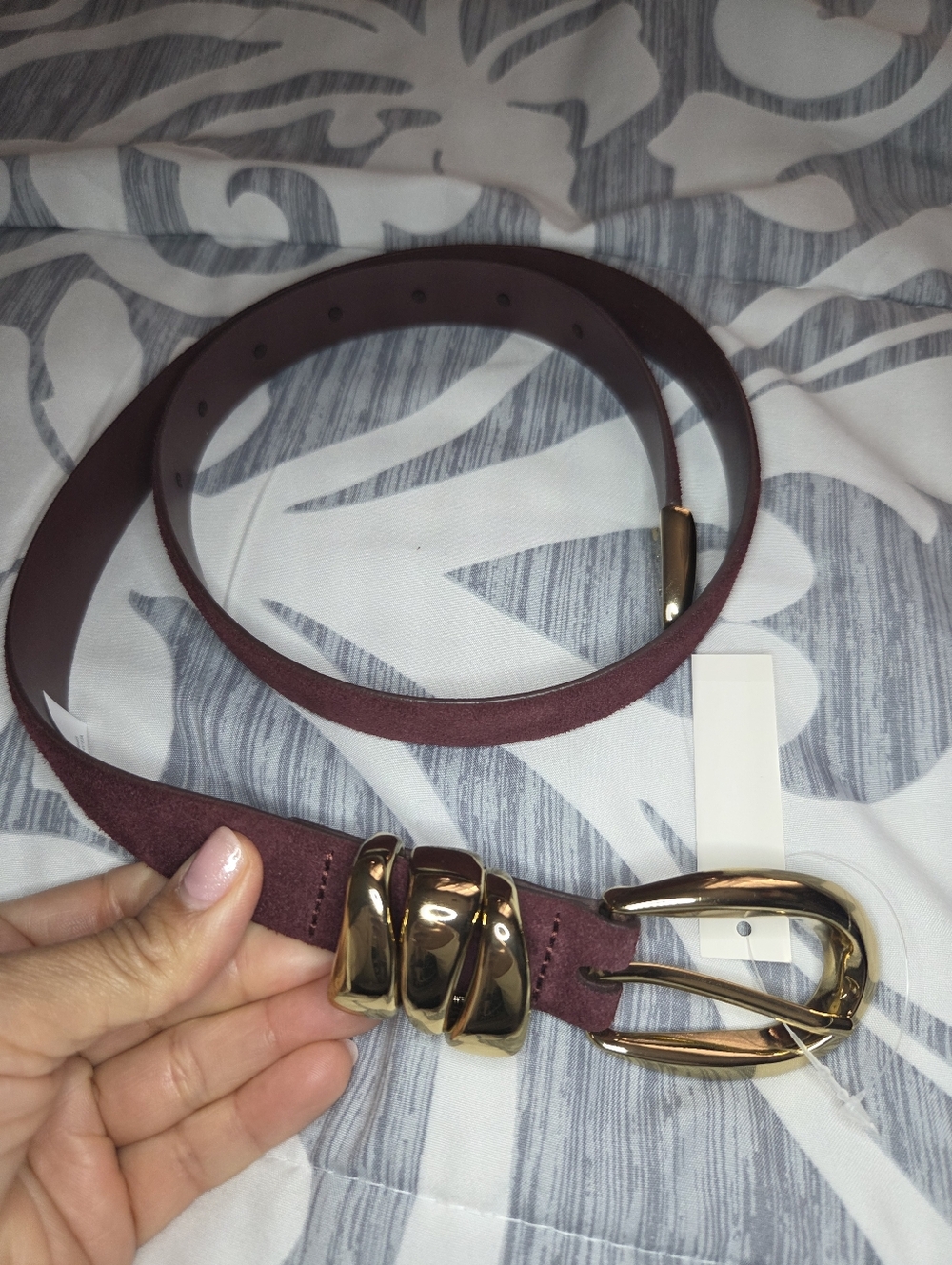 Madewell Suede Burgundy Leather Belt XS - Picture 2 of 7